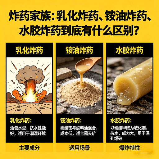 巴东炸药家族：乳化炸药、铵油炸药、水胶炸药到底有什么区别？